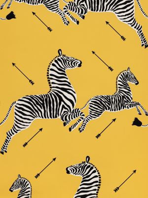 Zebras | Wallpaper Yellow SCWP81388M0006 by Scalamandre Designer Wallpaper ZEBRAS U.S.A. Horizontal: 37.5" and Vertical: 26" 26 - Swanky Fabrics -