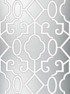 Ming Fretwork Wallpaper Silver - Pearlescent SCWP883560006 by Scalamandre Designer Wallpaper ORIANA U.S.A. Horizontal: 25.25" and Vertical: 25.5" 25.5 - Swanky Fabrics -