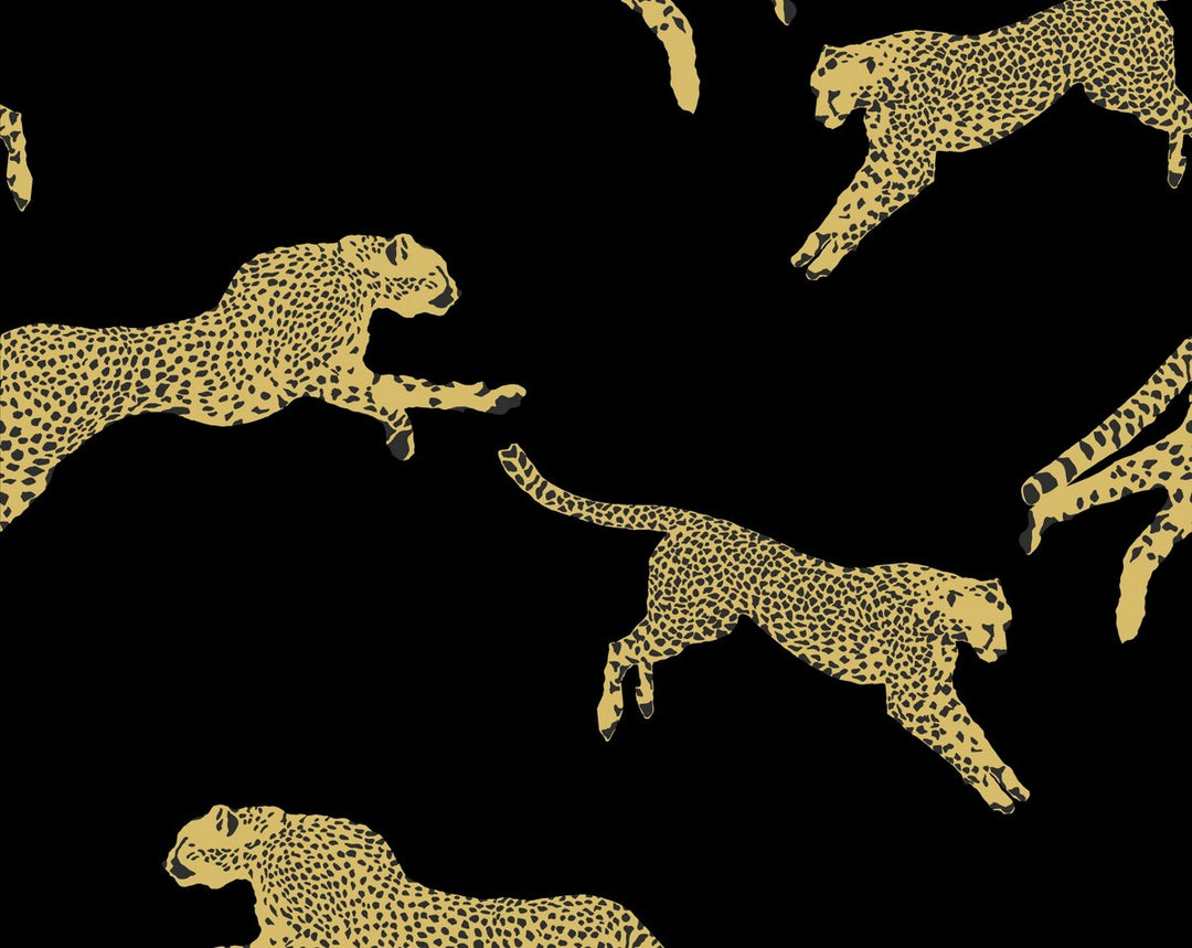 Leaping Cheetah Black Magic SCWP88449D0006 by Scalamandre Designer Wallpaper