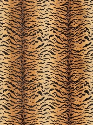 Tigre Ivory, Gold & Black SC26167MMA0007 by Scalamandre Designer Fabric 69% VISCOSE 18% POLYESTER 13% COTTON U.S.A. LIGHT DUTY Horizontal: 30.6" and Vertical: 25" 50 - Swanky Fabrics -