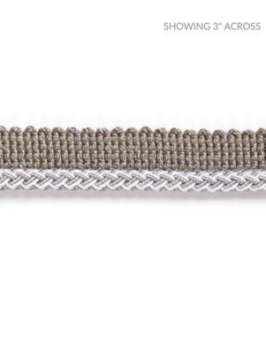Georgica Braided Cord Silver Grey SCC3030007 by Scalamandre Designer Trim HAMPTONS TRIMMINGS 38% ACETATE 29% VISCOSE 27% ACRYLIC, 6% COTTON ITALY LIGHT DUTY Horizontal: and Vertical: 0.25 - Swanky Fabrics -