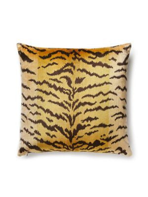 Tigre Pillow 22 X 22 - Ivory, Gold & Black SCTIGRPILL0007 by Scalamandre Designer Pillows 69% VISCOSE 18% POLYESTER 13% COTTON U.S.A. Horizontal: and Vertical: 0 - Swanky Fabrics -