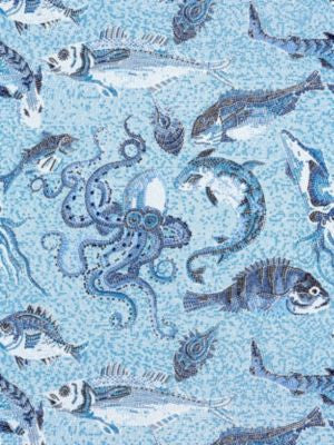 Mikonos Blue SCWP815450007 by Scalamandre Designer Wallpaper U.S.A. Horizontal: 27" and Vertical: 27" 27 - Swanky Fabrics -