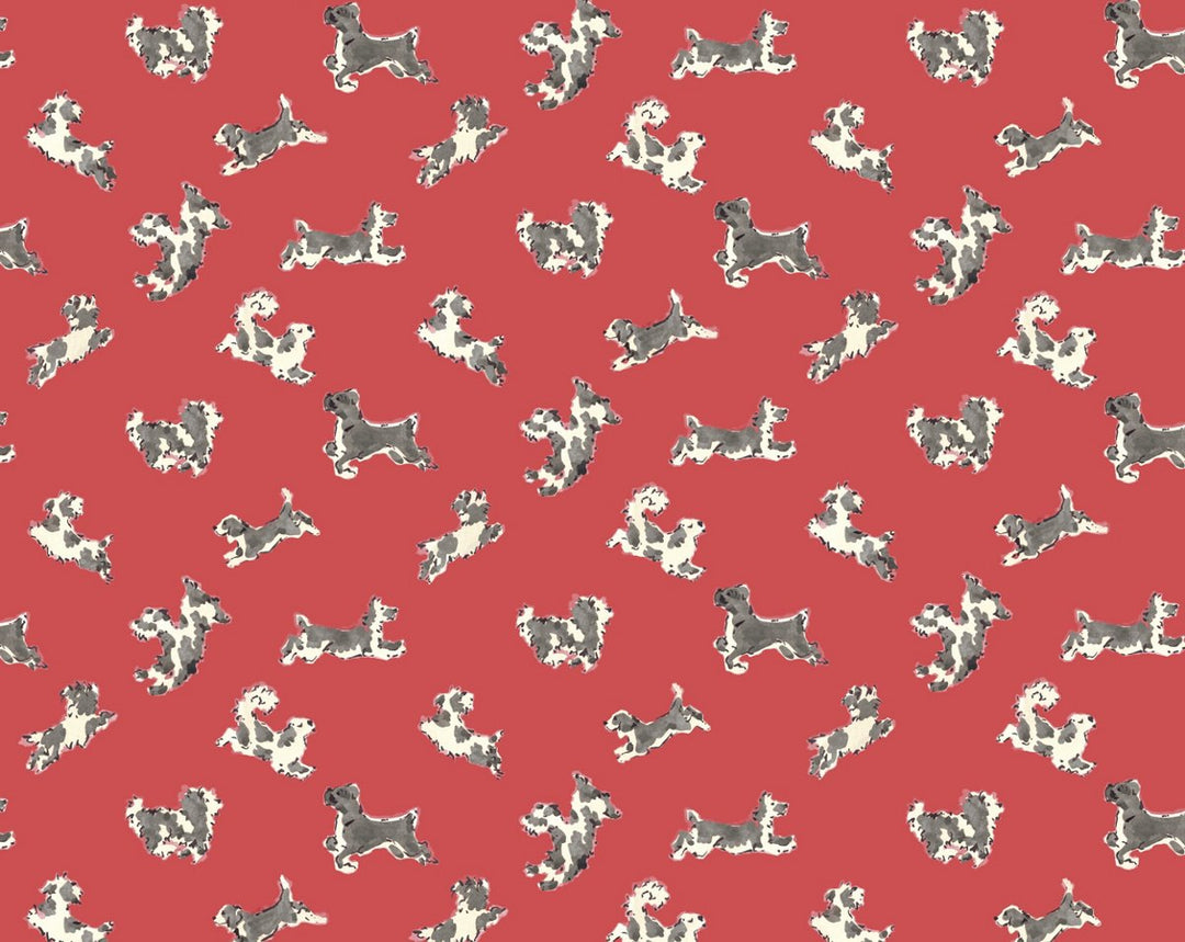 Fete De Chien Red Pepper And Charcoal SCWP88183D0007 by Scalamandre Designer Wallpaper