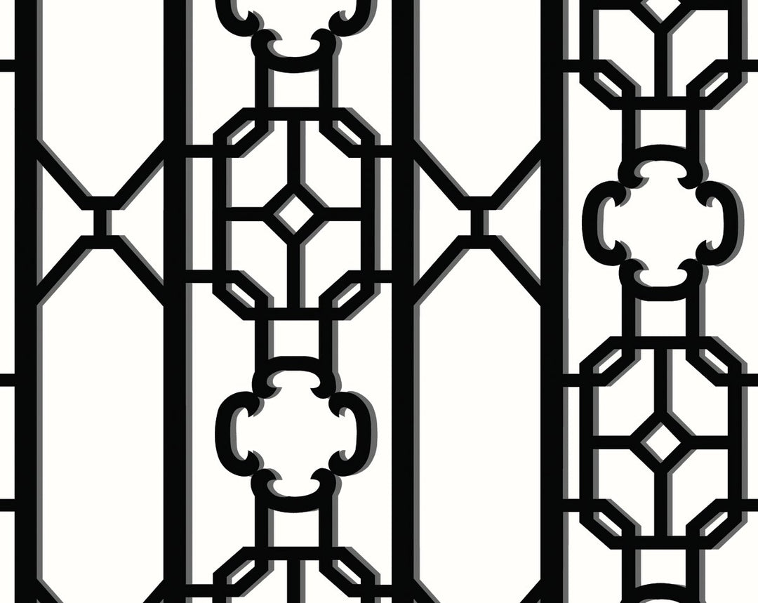 Joanna Fret Onyx SCWP88582D0007 by Scalamandre Designer Wallpaper