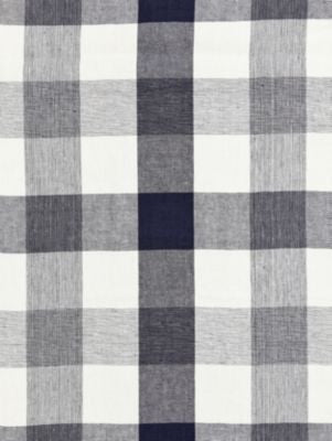 Westport Linen Plaid Navy SC271350008 by Scalamandre Designer Fabric CHATHAM STRIPES & PLAIDS 100% LINEN INDIA MEDIUM DUTY Horizontal: 15.75" and Vertical: 15.5" 60 - Swanky Fabrics -