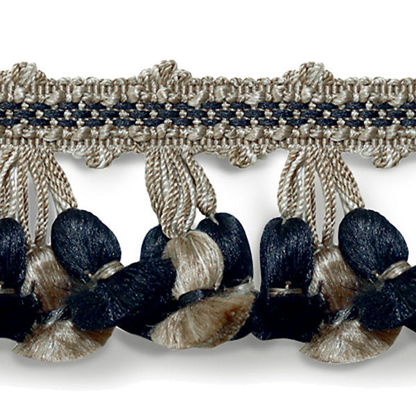 Newport Tassel Fringe - Silk/Taupe, Black & Grey Sc 0008Ft1103 by Scalamandre
 Designer Trim BOTANICA                                                               100% SILK CHINA LIGHT DUTY Horizontal:  and Vertical:  2"  - Swanky Fabrics -
