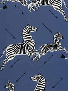 Zebras | Vinyl Denim SCWP81388MV0008 by Scalamandre Designer Wallpaper