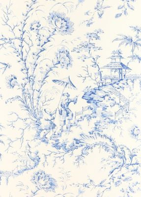 Pillement Toile China Blue SCWP815610011 by Scalamandre Designer Wallpaper U.S.A. Horizontal: 36" and Vertical: 27" 27 - Swanky Fabrics -