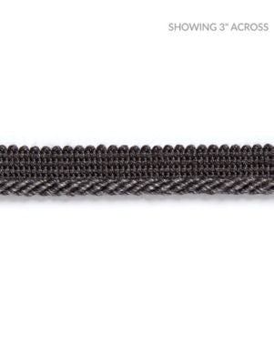 Millstone Twisted Cord Charcoal SCC3040012 by Scalamandre Designer Trim HAMPTONS TRIMMINGS 90% VISCOSE 10% ACRYLIC ITALY LIGHT DUTY Horizontal: and Vertical: 0.19 - Swanky Fabrics -