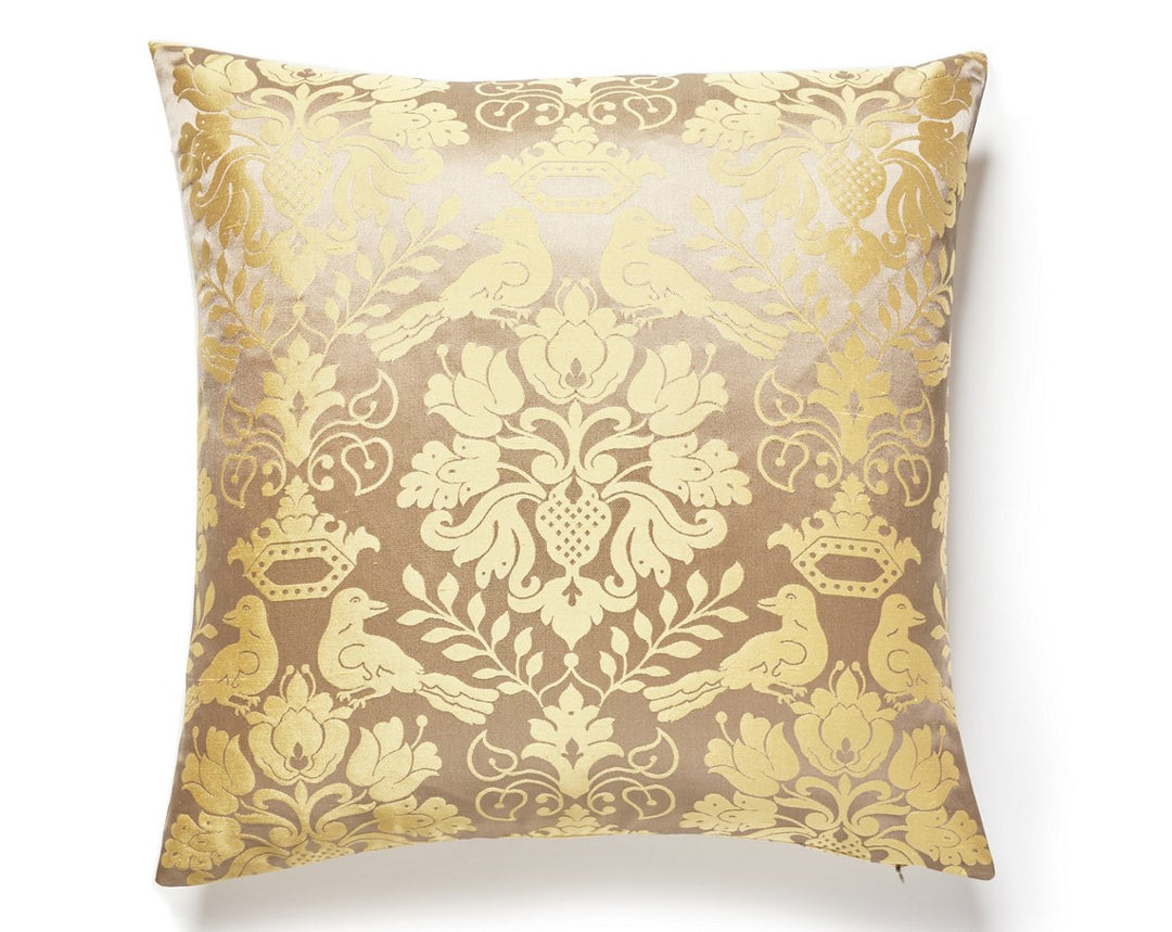 Love Bird Pillow 22 X 22 - Chocolate & Gold SCSDDK10980013 by Scalamandre Designer Pillow