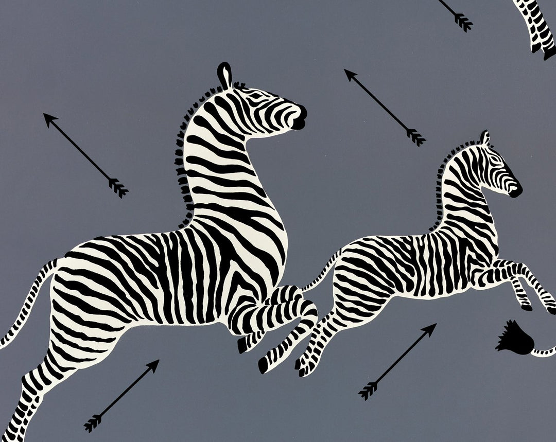 Zebras - Wallpaper Charcoal SCWP81388M0016 by Scalamandre Designer Wallpaper