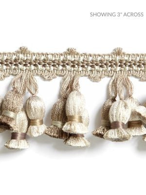 Newport Tassel Fringe Flax SCFT1103M0018 by Scalamandre Designer Trim BOTANICA 50% FIBRANNE 41% RAYON, 9% POLYESTER CHINA LIGHT DUTY Horizontal: and Vertical: 2 - Swanky Fabrics -