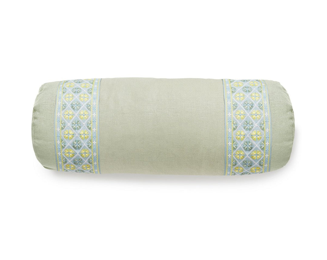 Toscana/Hansel Tape Pillow 21 X 7 - Sea Mist / Summer Breeze SCBTOSCPILL0044 by Scalamandre Designer Pillow