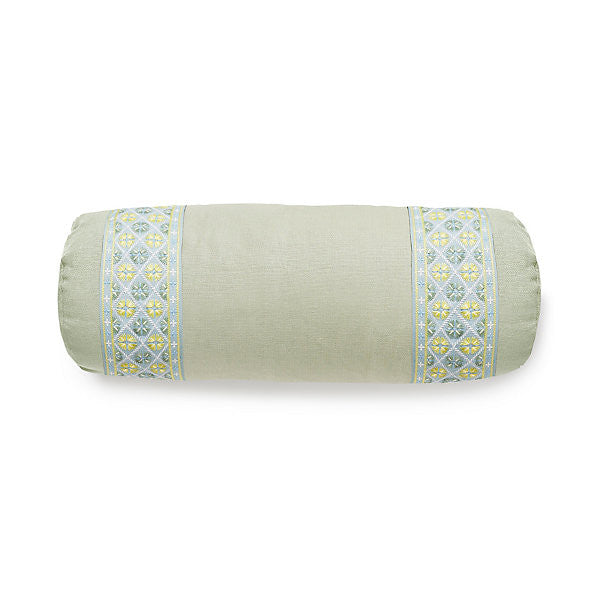 Toscana/Hansel Bolster Pillow/Sea Mist / Summer Breeze by Scalamandre Pillow Scalamandre Pillow Toscana/Hansel Bolster Pillow/Sea Mist / Summer BreezePillow 100% LINEN USA </p><p>Repeat: H: , V: - Fabric Carolina -