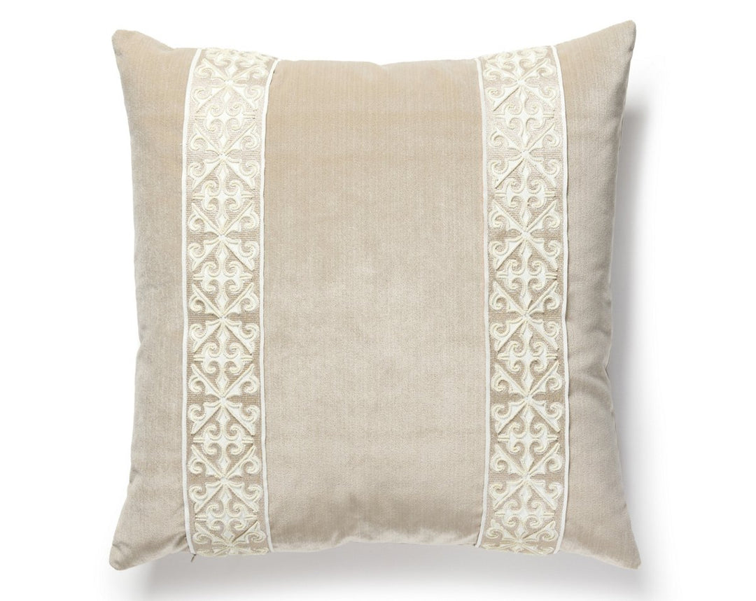 Saxony/Strie Velvet Pillow 22 X 22 - Pearl / Dove SCSDDTT33371012 by Scalamandre Designer Pillow