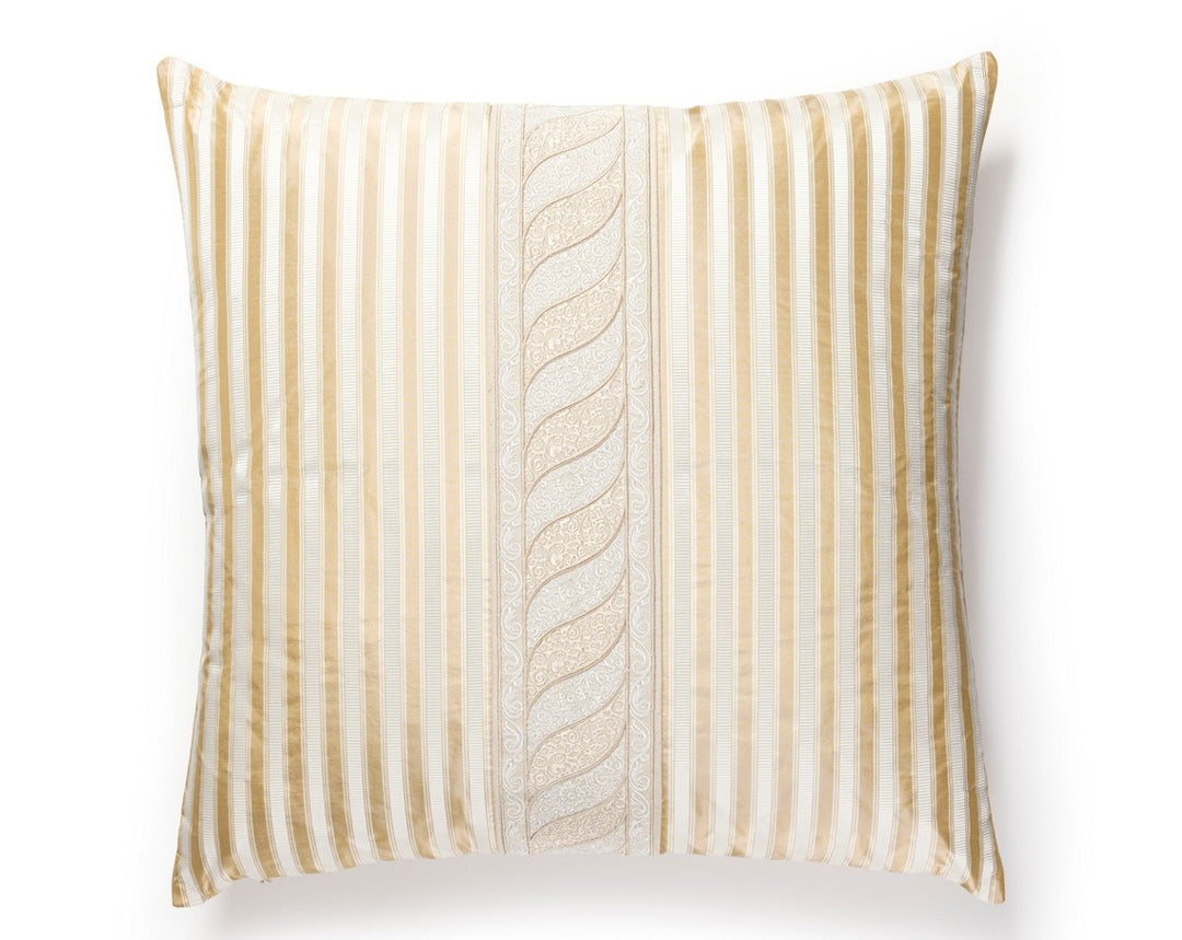 Paisley/Shirred Stripe Pillow 22 X 22 - Fawn SCSDDTT33402026 by Scalamandre Designer Pillow