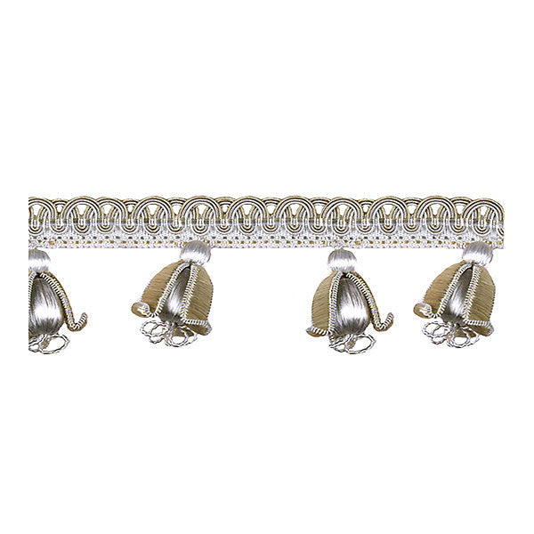 Tulip Braid Fringe/Cream, Taupe, Beige FX1350-001 by Scalamandre Trim Designer Trim SCALAMANDRE WAREHOUSE 70% RAYON 30% WOOD CHINA LIGHT DUTY Horizontal: and Vertical: 2.5" 3" - Swanky Fabrics -