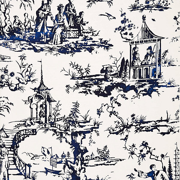 Summer Palace/Porcelain WP88357-001 by Scalamandre Designer Wallpaper SCALAMANDRE WAREHOUSE UNITED KINGDOM Horizontal: 66" and Vertical: 54" 54" - Swanky Fabrics -