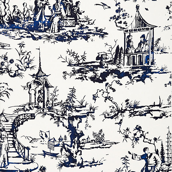 Summer Palace/Porcelain 16561-002 by Scalamandre Designer Fabric ORIANA 55% LINEN 45% COTTON ITALY LIGHT DUTY Horizontal: 66.125" and Vertical: 55" 56" - Swanky Fabrics -