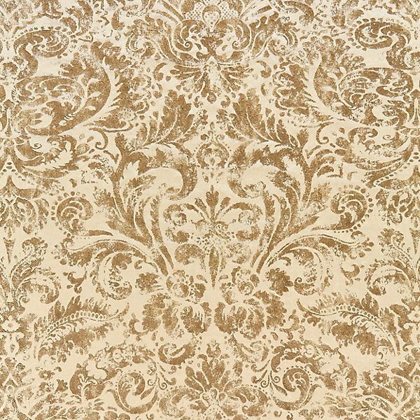 Palladio Velvet Damask/Burnished Gold 16592-002 by Scalamandre Designer Fabric MODERN LUXURY 60% VISCOSE 40% COTTON ITALY HEAVY DUTY Horizontal: 31.5" and Vertical: 26.75" 54" - Swanky Fabrics -
