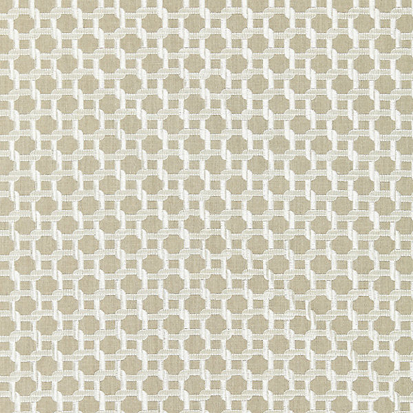Link Embroidery/Flax 27140-002 by Scalamandre Designer Fabric SCALAMANDRE WAREHOUSE 36% POLYESTER 33% COTTON 31% VISCOSE INDIA LIGHT DUTY Horizontal: 2" and Vertical: 2" 51" - Swanky Fabrics -