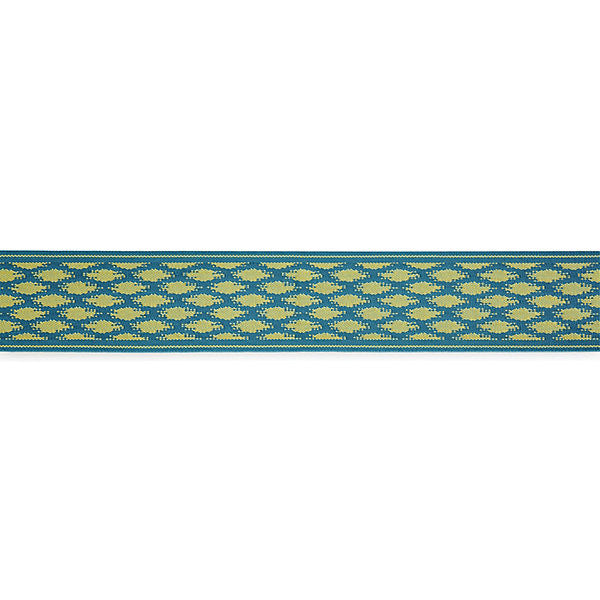 Patara Ikat Tape/Turquoise T3307-003 by Scalamandre Trim Designer Trim STOCKED AT 100% POLYOLEFIN UNITED KINGDOM HEAVY DUTY Horizontal: 1.5" and Vertical: 2.5" - Swanky Fabrics -