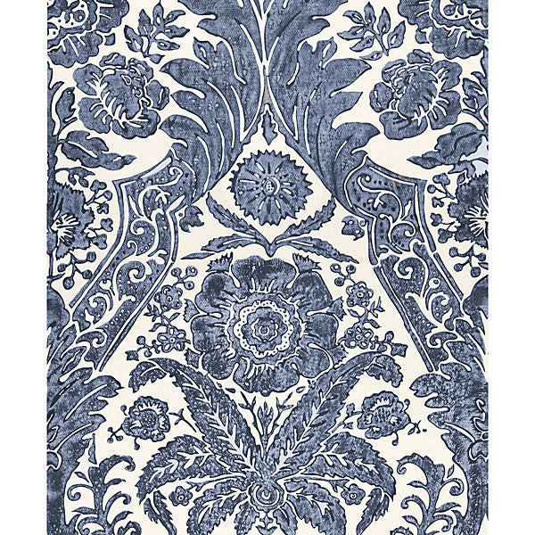 Luciana Damask Print/Denim by Scalamandre Wallpaper Scalamandre Wallpaper Luciana Damask Print/DenimWallpaper UNITED KINGDOM </p><p>Repeat: H: 43.75", V: 27" 56" - Fabric Carolina -