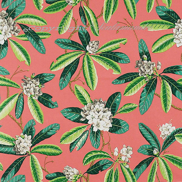 Rhododendron - Outdoor/Greys & Greens On Flamingo 16454-004 by Scalamandre Designer Fabric SCALAMANDRE WAREHOUSE 100% SOLUTION DYED POLYESTER ITALY MEDIUM DUTY Horizontal: 24.75" and Vertical: 27" 54" - Swanky Fabrics -