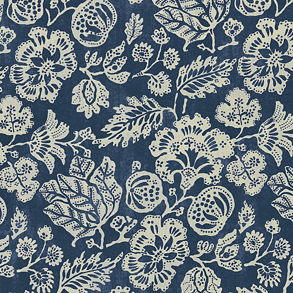 Calais Linen Print/Indigo 16607-004 by Scalamandre Designer Fabric SCALAMANDRE WAREHOUSE 100% LINEN ITALY LIGHT DUTY Horizontal: 31" and Vertical: 17.875" 53.5" - Swanky Fabrics -