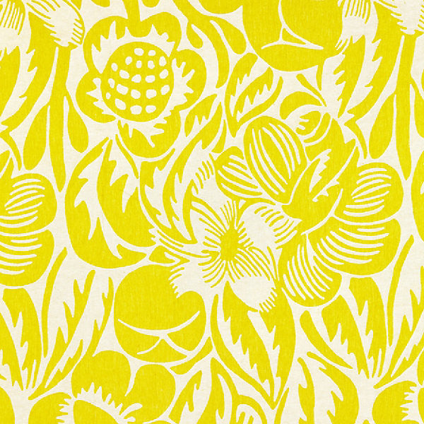 Deco Flower/Chartreuse 27131-004 by Scalamandre Designer Fabric BOTANICA STOCKED AT 100% LINEN ITALY MEDIUM DUTY Horizontal: 43.375" and Vertical: 27" 54" - Swanky Fabrics -