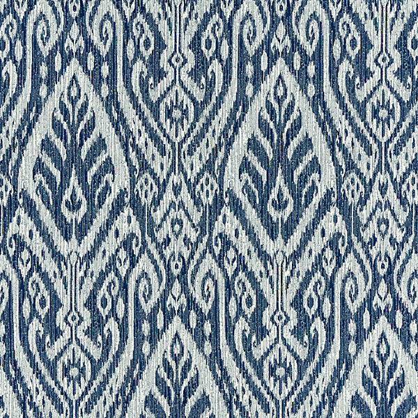 Borneo Ikat/Indigo 27196-004 by Scalamandre Designer Fabric ISOLA INDOOR/OUTDOOR COLLECTION STOCKED AT SCALAMANDRE WAREHOUSE 100% SOLUTION DYED ACRYLIC MEXICO LIGHT DUTY Horizontal: 31.5" and Vertical: 13.25" 54" - Swanky Fabrics -