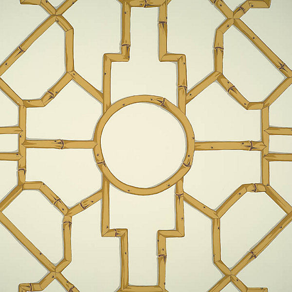 Baldwin Bamboo/Rattan & Brown On Off White Wp81630-005 by Scalamandre Designer Wallpaper STOCKED AT SCALAMANDRE WAREHOUSE USA Horizontal: 55.5" and Vertical: 27" 27" - Swanky Fabrics -