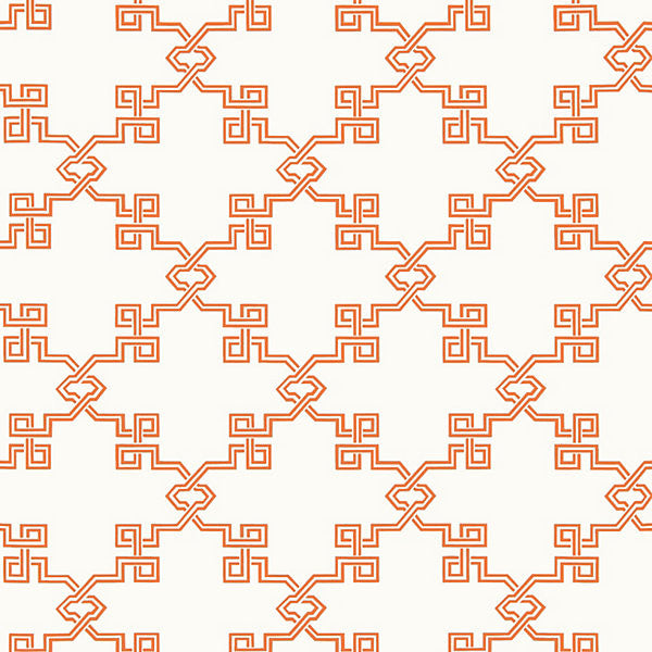 Suzhou Lattice/Coral WP88373-005 by Scalamandre Designer Wallpaper USA Horizontal: 9.125" and Vertical: 27.5" - Swanky Fabrics -
