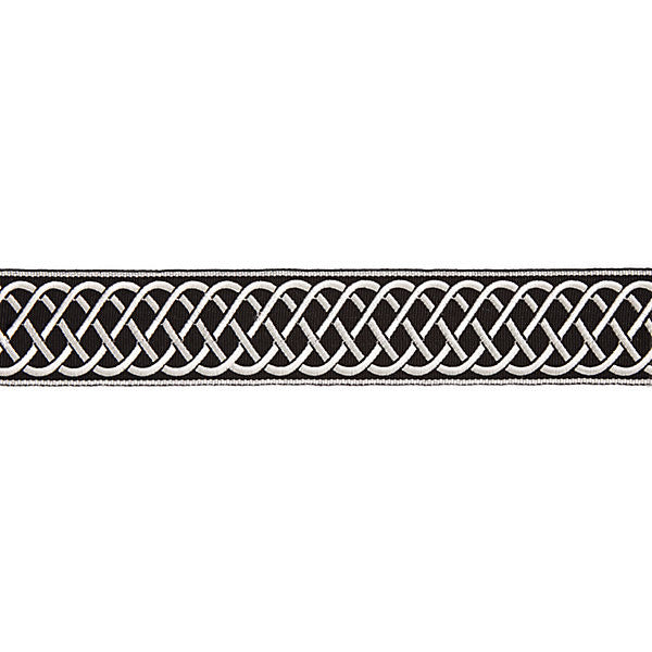 Helix Embroidered Tape/Onyx T3284-007 by Scalamandre Trim Designer Trim HAMPTONS TRIMMINGS 77% VISCOSE 23% RAYON CHINA LIGHT DUTY Horizontal: and Vertical: 2" - Swanky Fabrics -