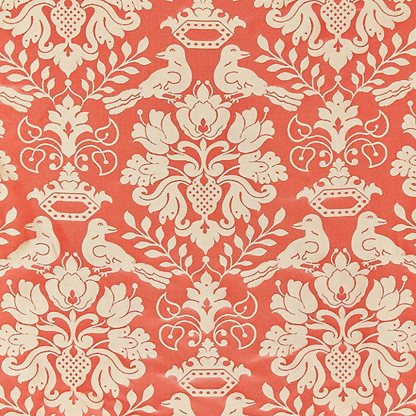 Love Bird/Melon & Bronze 1098Mm-014 by Scalamandre Designer Fabric STOCKED AT 100% SILK INDIA LIGHT DUTY Horizontal: 16" and Vertical: 13" 55" - Swanky Fabrics -