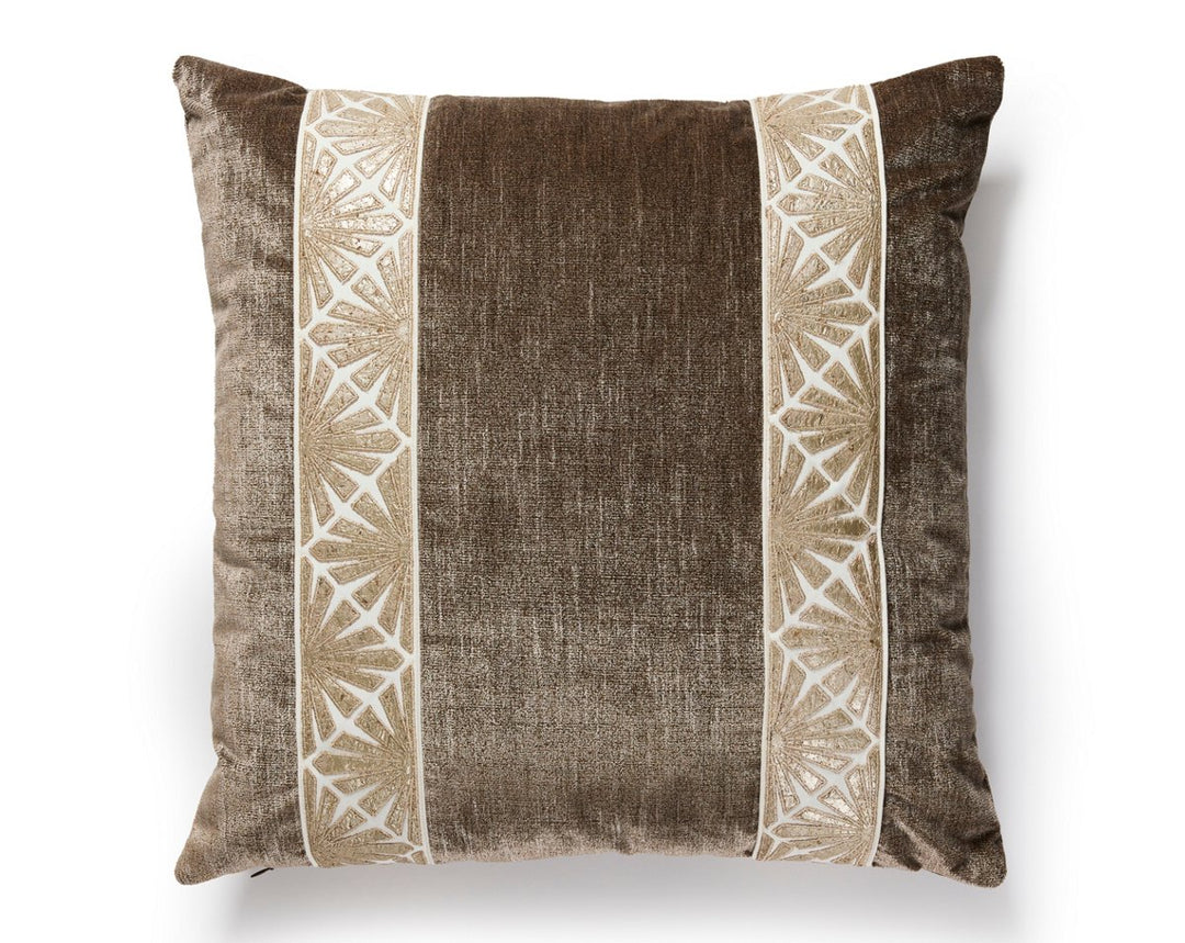 Milan/Supreme Velvet Pillow 22 X 22 - Antique / Walnut SCSDDTT33382772 by Scalamandre Designer Pillow