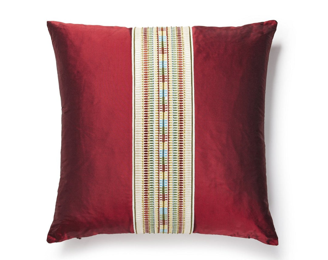 Amarna/Olympia Taffeta Pillow 22 X 22 - Multi / Deep Red SCSDDTT33363044 by Scalamandre Designer Pillow