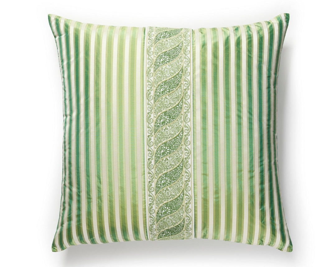 Paisley/Shirred Stripe Pillow 22 X 22 - Meadow / Bonsai SCSDDTT33405030 by Scalamandre Designer Pillow