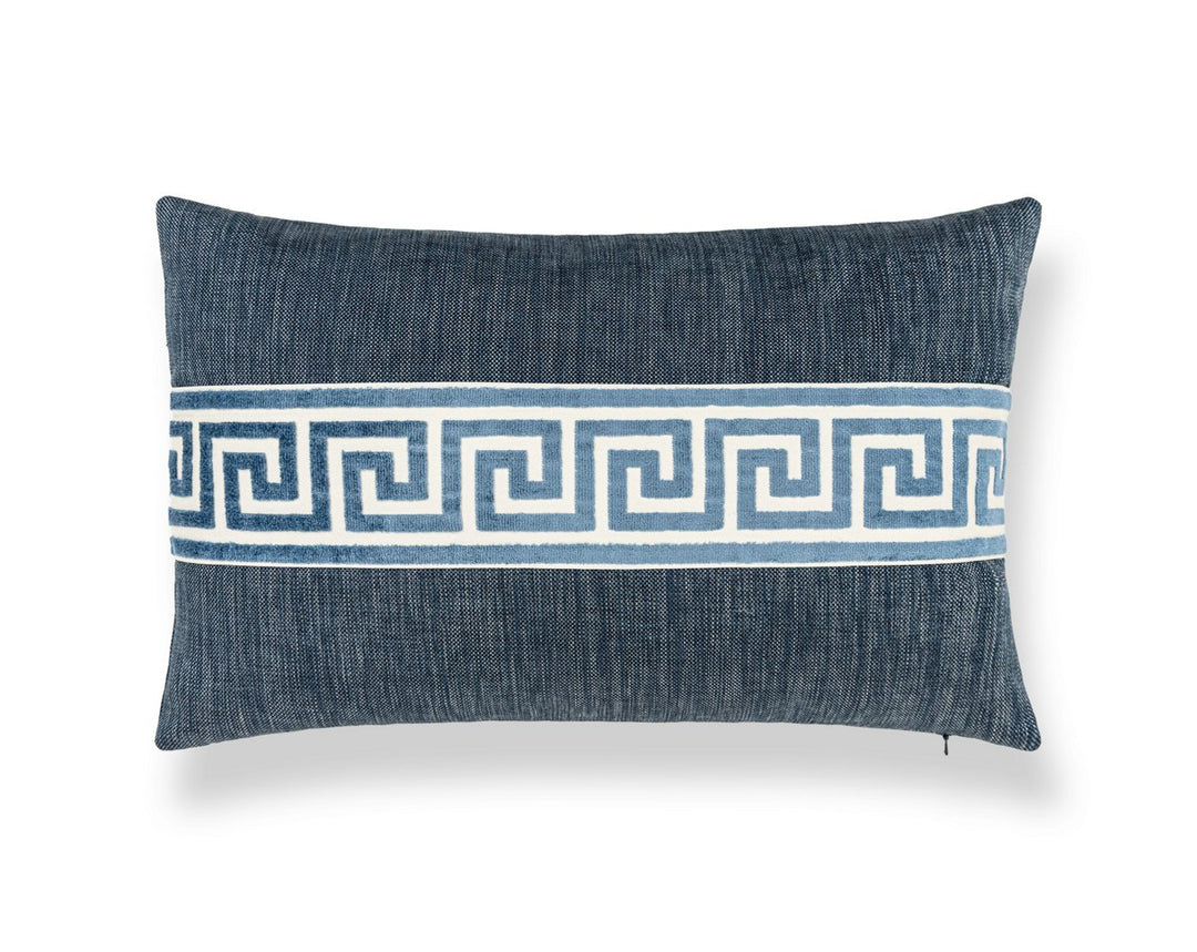 Greek Key Pillow 22 X 14 - Denim SCLBDTT32795031 by Scalamandre Designer Pillow