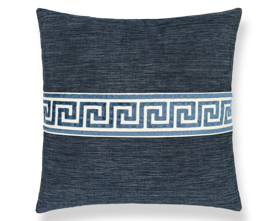Greek Key Pillow 22 X 22 - Denim SCSDDTT32795031 by Scalamandre Designer Pillow