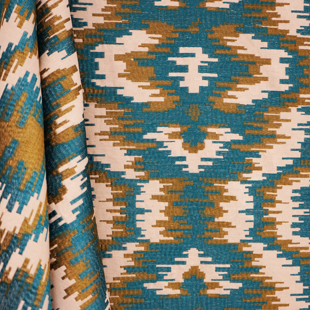 Shockwave 67Sj101 by JF Designer Fabric JF Studio 34% Cotton, 23% Linen, 32% Viscose, 11% Polyester India Horizontal: 16.875 and Vertical: 15.75 54 - Swanky Fabrics -