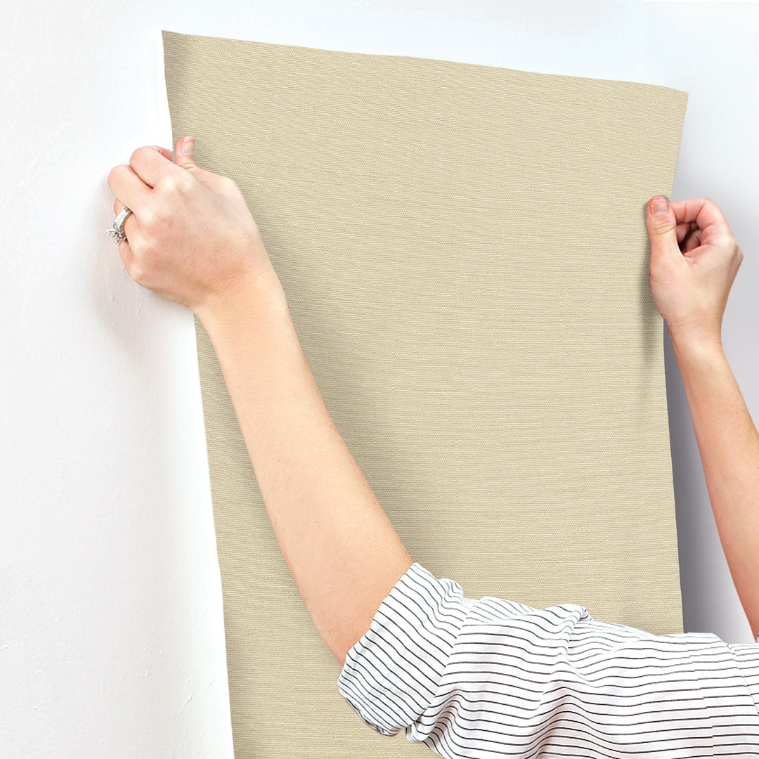 Shimmering Linen Cream Wallpaper by York Wallcoverings Designer