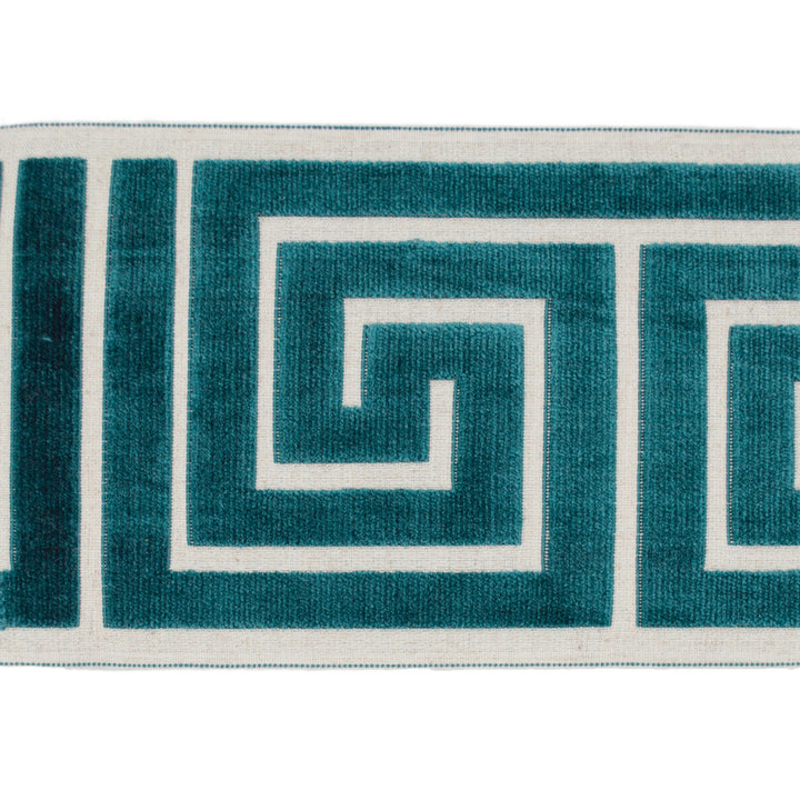 Sidewinder Tape Aqua by Magnolia Designer Trim - 58% Rayon, 31% Poly, 11% Linen China Horizontal: 13.5 and Vertical: 7 - Swanky Fabrics -