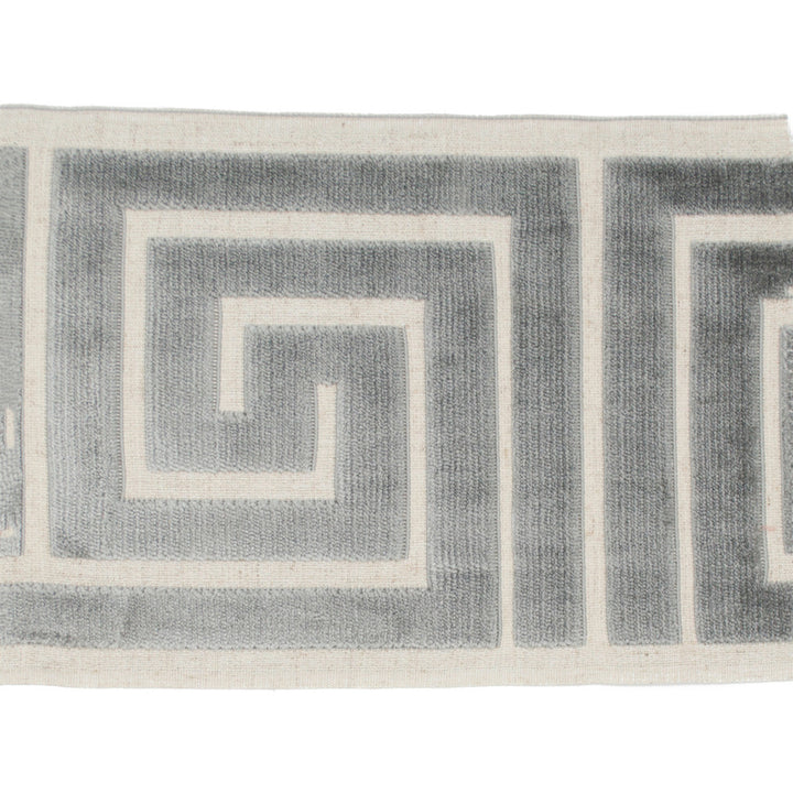 Sidewinder Tape Gray by Magnolia Designer Trim - 58% Rayon, 31% Poly, 11% Linen China Horizontal: 13.5 and Vertical: 7 - Swanky Fabrics -