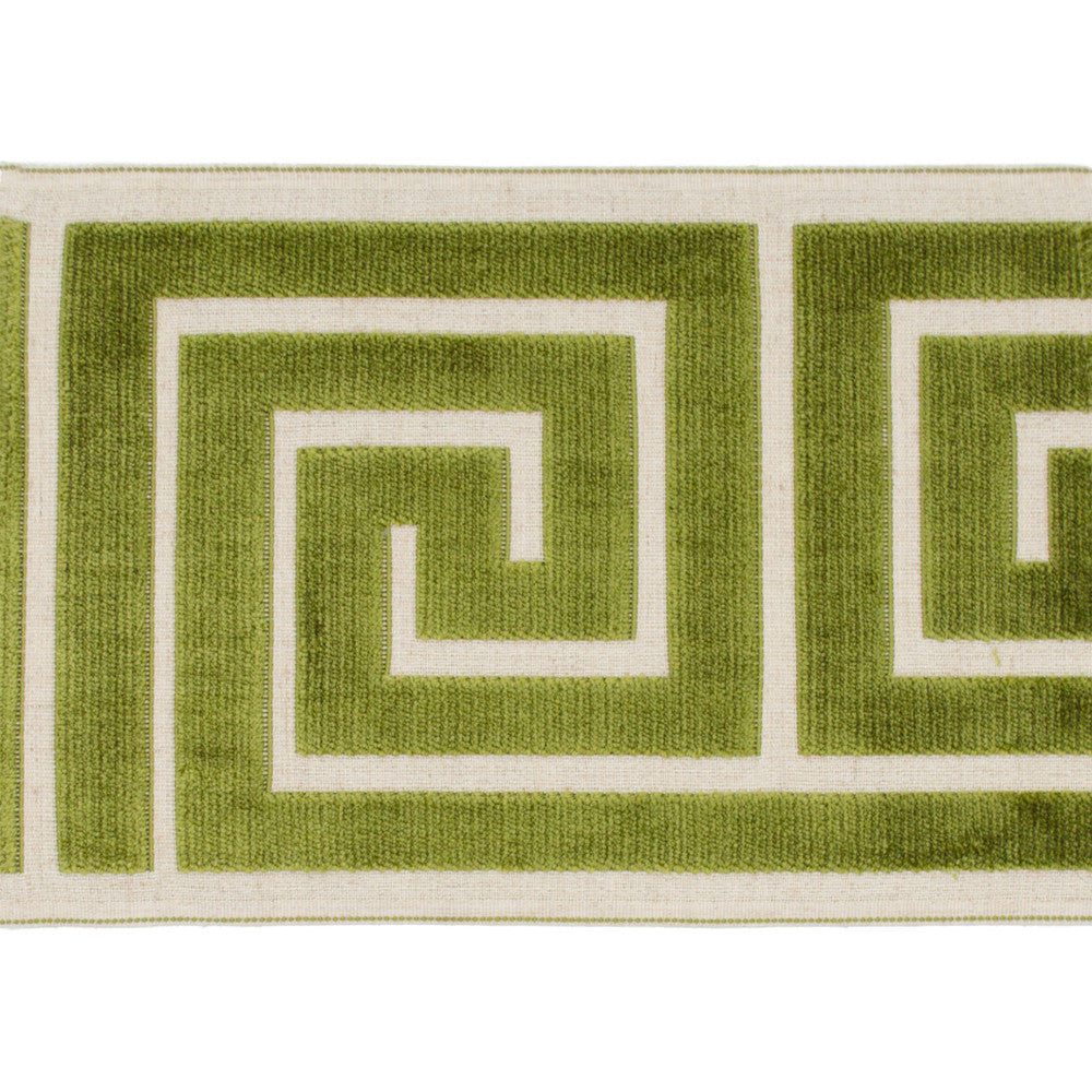 Sidewinder Tape Lime by Magnolia Designer Trim - 58% Rayon, 31% Poly, 11% Linen China Horizontal: 13.5 and Vertical: 7 - Swanky Fabrics -