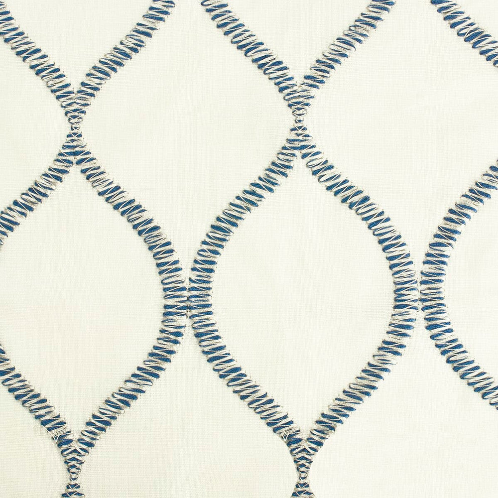 Skipper 1 Denim by Stout Designer Fabric Color My Window Ocean/Wave 52% Linen 48% Cotton Polyester Embroidery INDIA Horizontal: 3 and Vertical: 5 51 in - Swanky Fabrics -