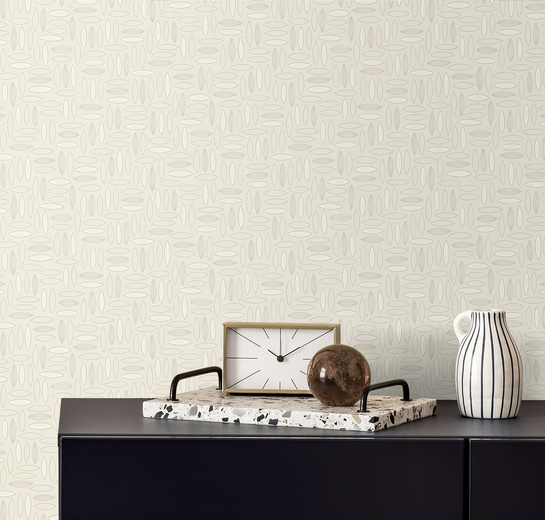 Pip Geo Almond Milk SL80603 by Seabrook Designs Designer Wallpaper