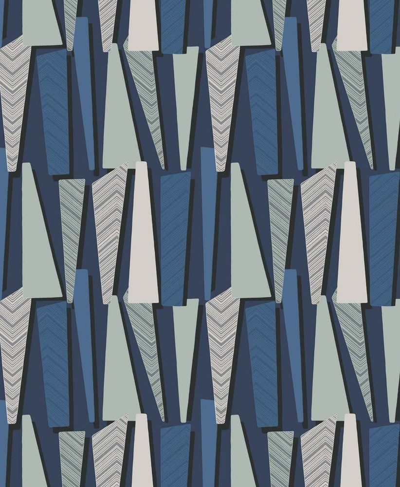 Geometric Shadows Denim SL80812 by Seabrook Designs Designer Wallpaper