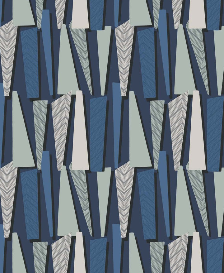 Geometric Shadows Denim SL80812 by Seabrook Designs Designer Wallpaper